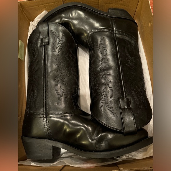 Men’s Authentic Laredo Black Leather Western / Cowboy Boots Size 9D EUC - Picture 4 of 6